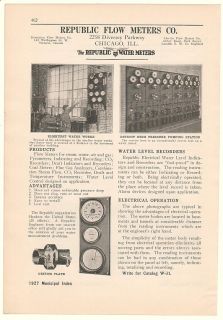 1927 Republic Flow Meters Elmhurst Water Works Print Ad