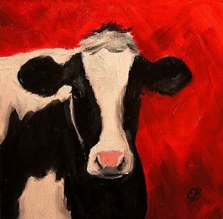 Elizabeth Barrett Original Oil Painting Farm Animal Cow