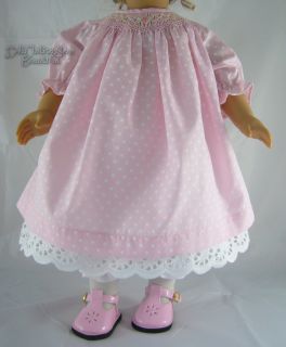  Clothes fits American Girl Pink Polka Dot Bishop Style Smocked Dress
