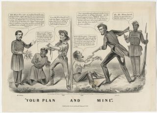 1864 Lincoln Campaign Print Slavery Jefferson Davis w knife by Currier