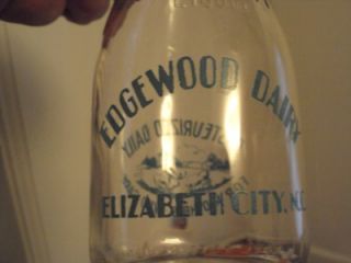 Edgewood Dairy   Elizabeth City, NC   Pint Dairy Bottle & Cap