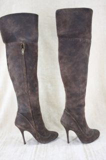 Elizabeth James Roam Over The Knee Distressed Suede Boots Heels Size 7