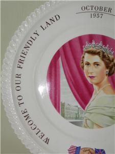 Commemorative Queen Elizabeth II Plate Visit U s A 1957