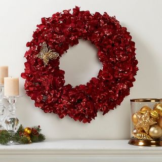  Trees & Wreaths Mariah Carey 24 LED Ruby Red Hydrangea Wreath