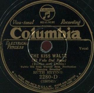 Ruth Etting The Kiss Waltz Dont Tell Her Columbia 2280 D 78 rpm