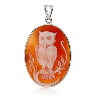 Italy Cameo by M+M Scognamiglio® 30mm Owl Carved Cameo Pendant at
