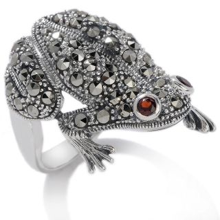 Jewelry Rings Fashion Garnet and Marcasite Sterling Silver Frog