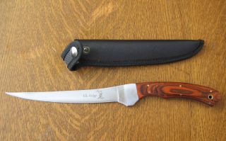 Elk Ridge Fillet Full Tang Wood Handles Fish Knife New