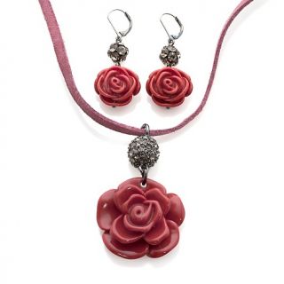  Necklaces Drop FERN FINDS Carved Rose 33 Necklace and Earrings Set