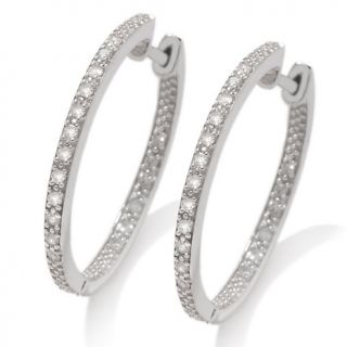 25ct Diamond Sterling Silver Inside Outside Hoop Earrings