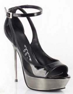 Ellie Shoes High Heel Blk Metallic Stiletto Heel Platform Sandals 567