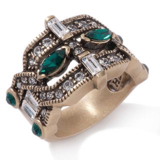 Heidi Daus Its a Fine Line Emerald Color and Clear Crystal Band Ri