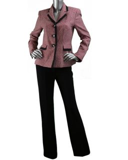 Retail $200 Evan Picone Contrast Tweed Jacket Pants Suit Size 4 6 12