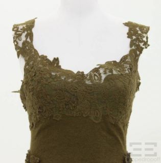 Ermanno Scervino Army Green Cashmere Lace Dress Size 42 New $2160