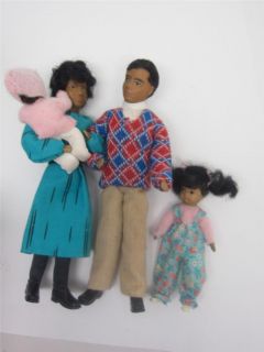  Vintage Dollhouse Family 4 WEST GERMANY Ermey AA African American NEW