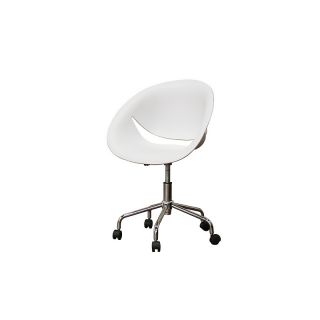 Justina White Molded Plastic Modern Swivel Office Chair