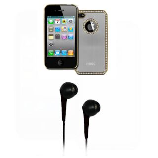Empire Silver Luxury Case Cover Black Headphones for Apple iPhone 4 4S