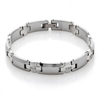 Mens Tungsten, Stainless Steel and Diamond Cross Link 8 1/2 Bracelet