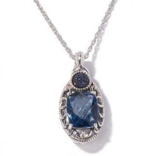Jewelry Pendants Gemstone Orvieto English Blue Quartz and Peacock