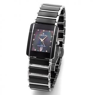 Jewelry Watches Womens Croton Black Ceramic Watch with Mother