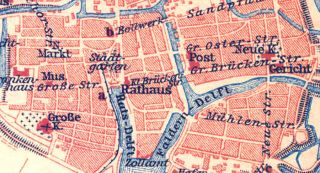 Germany Emden Insel Borkum Old Antique Town Map 1904