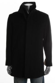 Tasso Elba New Black Wool Ribbed Trim Zip Up Coat 36R BHFO