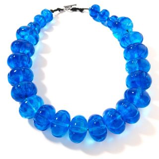 Rara Avis by Iris Apfel Blue Carved Bead 26 Necklace at