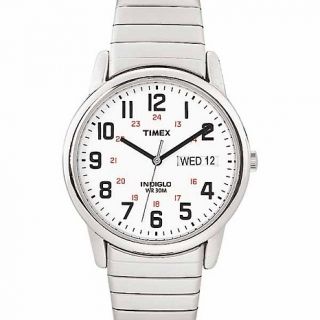 Timex Mens Stainless Steel White Dial Easy Reader Expansion Analog
