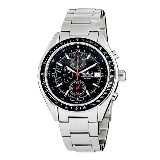 Casio Mens Stainless Steel Black Bezel Edifice Chronograph Watch at