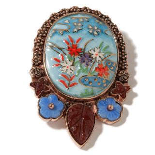 Statements by Amy Kahn Russell Oval Porcelain Floral Pin/Pendant