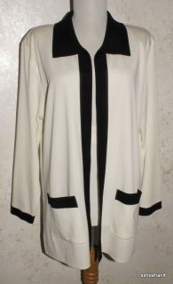 EXCLUSIVELY MISOOK SZ M Black White Open Front Cardigan Jacket