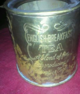 VINTAGE COLLECTORS ENGLISH BREAKFAST TEA TIN BRASS , nice tin