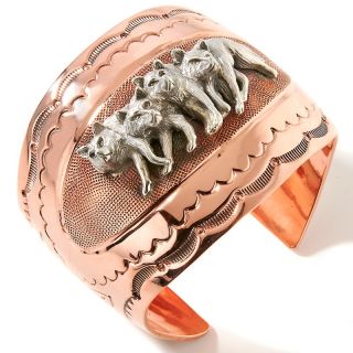 Chaco Canyon Southwest Copper and Sterling Wolf Pack Cuff Bracelet