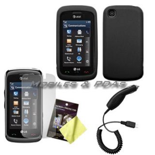 Black Silicone Case Film Charger for LG Encore GT550