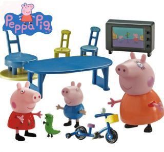 Set includes a mummy Pig, Peppa Pig, George and various accessories