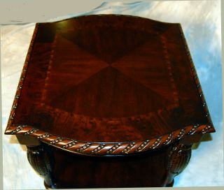 Brown Carved Mahogany Coffee Table and 2 End Table Set