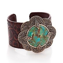 studio barse turquoise bronze and leather cuff bracelet $ 69 90