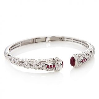 Victoria Wieck Ruby and White Topaz Sterling Silver Bangle Bracelet at