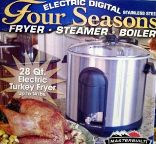  Stainless Steel 28QT Electric Digital Turkey Fryer Steamer Boil