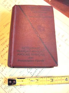 Antique Vintage 1929 French English Pocket Size Dictonary by Hugos