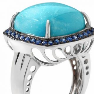 Heritage Gems White Cloud Turquoise and Sapphire Sterling Silver