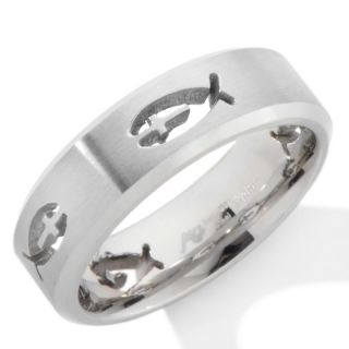 Michael Anthony Jewelry Mens Ichthus Cross Stainless Steel Ring