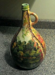  Glass Gallon Jug Wine Cider Water Art Painting Forest EWald
