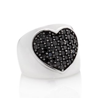 Yours by Loren .84ct Black Sapphire Sterling Silver Heart Ring