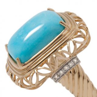 Heritage Gems White Cloud Turquoise Diamond Accented Vermeil Ring at