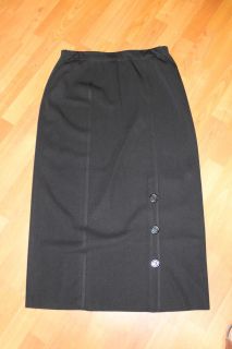 Exclusively Misook Black Side Button Slit Long Knit Skirt XL