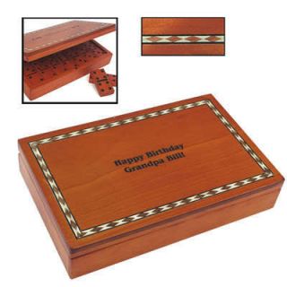 Engraved Birch Box Executive Domino Set Personalized