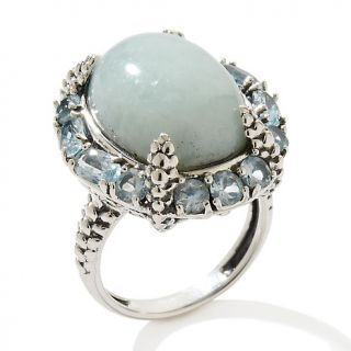 Jade of Yesteryear Jade and Blue Topaz Sterling Silver Frame Claw R
