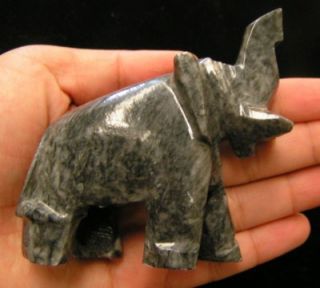 Onyx Elephant 02 Crystal Grey Protection Statue Stone 3