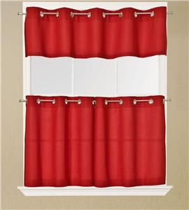 JACKSON 58x36 Pair Tier Grommet Kitchen Curtain Red Color